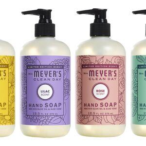 MRS. MEYER’S CLEAN DAY Holiday Hand Soap Bundle (Mint + Lilac + Daisy + Rose)