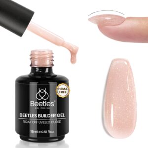 Beetles Builder Gel for Nails 7-in-1 Light Pinkish Brown Glitter Strengthener Gel for Nails Apex & Extension DIY Salon at Home Beauty Gift Sets for Women