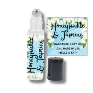 Fragrance Body Oil Roll-On Scented Honeysuckle Jasmine – 0.33 Fl Oz (10ml) for Men & Women – 100% Fragrance Oil – No Alcohol Fillers – Can Also Use as Diffuser Oil – Made in USA