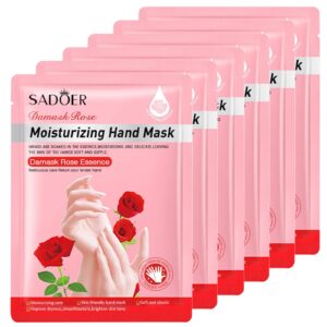 Permotary 6 Pack Moisturizing Hand Peel Mask Gloves> Hand Mask Natural Collagen Spa Gloves Moisture Enhancing Gloves for Dry Hands> Repair Rough Damage Skin for Women & Men (Rose)