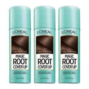 L’Oreal Paris Magic Root Cover Up Gray Concealer Spray Medium Brown 6 oz (3 pack)