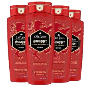 Old Spice Refreshing Body Wash for Men, 3X Defense, 24/7 Shower Fresh with Long Lasting Scent, Red Collection, Swagger with Cedarwood Scent, 16 oz (Pack of 4)