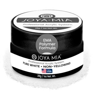 Joya Mia Acrylic Powder for Nails> MMA-Free> Super Adhesion Professional Powder for Flawless & Long-Lasting Nail Enhancements> Easy Application> Vibrant & Stunning Colors – Pure White> 1 oz