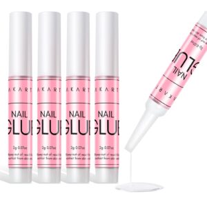Makartt Super Strong Nail Glue for Press On Nails- Acrylic Nails Nail Tips Glue for Stick On Nails Long Lasting Nail Glue for Fake Nails Broken Nails Repair Professional Nail Adhesive Bond 0.07oz 5Pcs