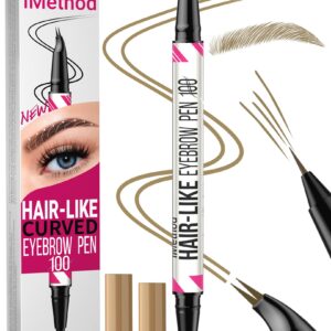 iMethod Curved Eyebrow Pen – 2-in-1 Dual-Ended Microblading Eyebrow Pencil with Curved Tip and Precise Brush-Tip for Natural Hair-Like Brows, Lasts All-Day, Light Brown