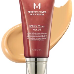 MISSHA M Perfect Cover BB Cream No.29 Caramel Beige – Medium/Tan with Warm Undertone SPF 42 PA+++ 1.69 Fl Oz – Tinted Moisturizer for face with SPF