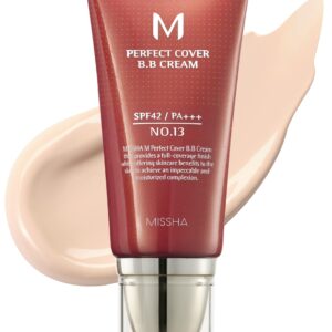 MISSHA M Perfect Cover BB Cream No.13 Bright Beige – Fair with Cool Undertone SPF 42 PA +++ 1.69 Fl Oz – Tinted Moisturizer for face with SPF