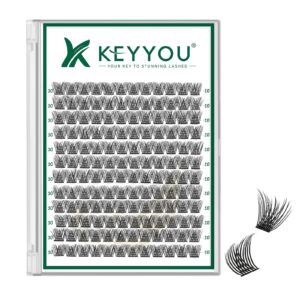 Lash Clusters 144pcs Individual Lashes D Curl 10mm Eyelash Clusters KEYYOU Air Touch Cluster Lashes Super Lightweight Soft Wispy Comfortable Easy DIY at Home(Air04-D-10mm)