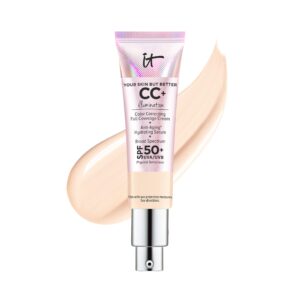 IT Cosmetics Your Skin But Better CC+ Cream Illumination – Fair Light – Color Correcting Cream, Full-Coverage Foundation, Hydrating Serum & SPF 50+ Sunscreen Radiant Finish 1.08 fl oz
