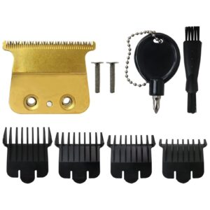 WELURE 707Z Replacement Blade Fit for FX787 & FX726 Trimmers, DLC Replacement Blades with 4 Guards Set Fit for Trimmer Blade – Gold