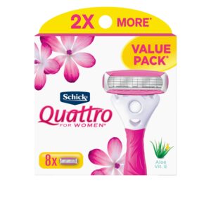 Schick Quattro Womens Razor for Shaving Refllls, Razors for Women Value Pack, Ladies Razors for Legs – 8 Count