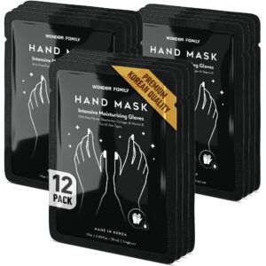 Korean Hand Masks Moisturizing Glove for Dry Hands – Hand Moisturizer Gloves for Women> Men – Hand Therapy Gloves with Collagen> Rose Oil> Shea Butter – White Hydrating Korean Hand Mask Bulk> 12 Pack