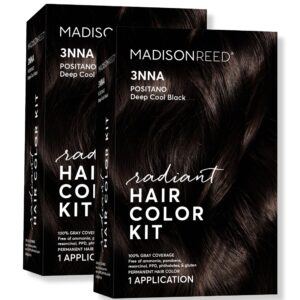 Madison Reed Radiant Hair Color Kit, Darkest Brown Black for 100% Gray Coverage, Ammonia-Free, 3NNA Positano Black, Permanent Hair Dye, Pack of 2