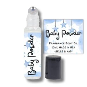 Fragrance Body Oil Roll-On Scented Baby Powder (Classic Powder Fresh Scent) – 0.33 Fl Oz (10ml) for Men & Women – 100% Fragrance Oil – No Alcohol Fillers – Can Also Use as Diffuser Oil – Made in USA