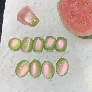 BORN PRETTY Cat Magnetic Eye Gel Nail Polish,Sweet Guava Green Pink Magnetic Gel Polish Manicure Nail Art DIY 15ml