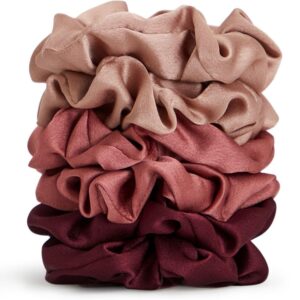 Kitsch Satin Hair Scrunchies for Women – Softer Than Silk Scrunchies for Hair, Satin Scrunchies for Girls & Satin Hair Ties for Women, Holiday Gift, Cute Satin Hair Scrunchie for Styling, 6pc Mulberry