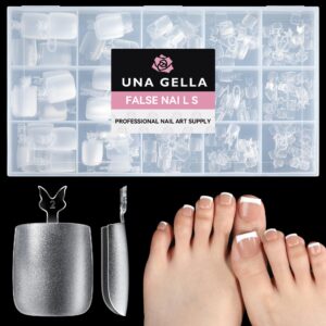 UNA GELLA Toe Nail Tips Square Big Long, Full Cover Soft Gel Toe Nail Tip Double Matte Fake Acrylic Toe Nail Press Ons For Big Toe Nail Extensions Pedicure Home DIY Nail Salon Soak Off 312Pcs 15Sizes