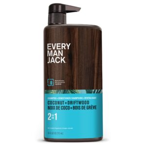 Every Man Jack 2-in-1 Daily Shampoo + Conditioner – Coconut & Driftwood | Nourishing For All Hair Types, Naturally Derived, Cruelty-Free Shampoo and Conditioner Set for Men | 24oz -1 Bottle