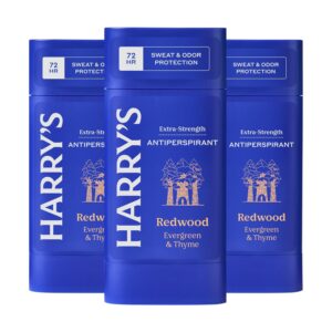 Harry’s Extra-Strength Antiperspirant Deodorant, Sweat & Odor Control Antiperspirant for Men, Redwood, 2.5 oz Pack of 3