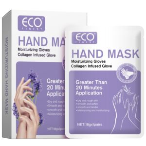 ECO finest 3 Pairs – Lavender Hand Mask> Lavender Extract and Collagen Injection Gloves> Use for 20 Minutes> Soften The Skin> Deeply Nourish and Moisturize The Skin> Make The Skin Soft and Smooth