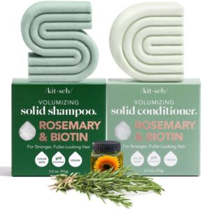 Kitsch Rosemary & Biotin Shampoo and Conditioner Bar Set for Thinning Hair – Volume Shampoo & Conditioner Bar for Men and Women, Hair Thickening & Regrowth Combo, Paraben Free, Made in USA – 2pcs
