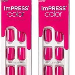 KISS imPRESS Color Press-On Nails Polish-Free Manicure Set, ‘Orchid Festival’, 30 Chip-Proof, Smudge-Proof Fake Nails (Pack of 2)