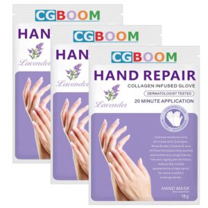 AWIWTOBQ Hand Mask Moisturizing Glove 3 pack> Hand Peel Mask Exfoliating Gloves> Hand Repair Glove for Dry Hands Treatment> Remove Dead Skin> Rough Skin> Lavender