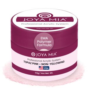 Joya Mia Acrylic Powder for Nails> MMA-Free> Super Adhesion Professional Powder for Flawless & Long-Lasting Nail Enhancements> Easy Application> Vibrant & Stunning Colors – Topaz Pink> 4 oz