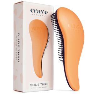 Crave Naturals Glide Thru Hair Brush – Detangler Brush for Curly, Straight, Wet or Dry Hair – Gentle Detangling Brusheses for Adults, Kids, Toddlers – Hair Accessories for Women, 7.5″x3″ – Coral