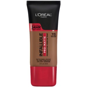 L’Oreal Paris Cosmetics Makeup Infallible Pro-Matte Liquid Longwear Foundation, Brown Suede, 1 fl oz.