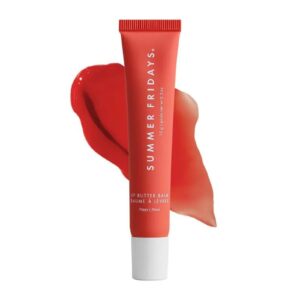 Summer Fridays Tinted Lip Butter Balm – Conditioning Vegan Lip Balm for Instant Moisture, Shine & Hydration – Sheer-Tinted, Soothing Skincare – Poppy (.5 Oz)