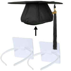 GIURKUU 2 Pcs Graduation Cap Headband, Firm Anti-fall Hair Band for Graduation Cap, Hat Accessories for Graduates, Students, Girls, Women(Clear)