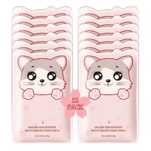PPPanYiDi Hand Masks Moisturizing Gloves>12 Pairs Hydrating Hand Peel Masks Gift Set for Dry Cracked Hands Care>Long-lasting and Non-greasy Hand Moisturizer Gloves for Women