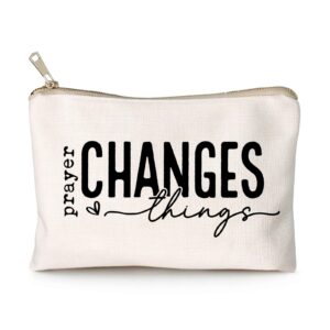 Prayer Changes Things Makeup Bag Christian Worthy You Matter Travel Bag Religious Faith Makeup Case Bible Verse Cosmetic Bag Sister Christian Gift Toiletry Bag Gift