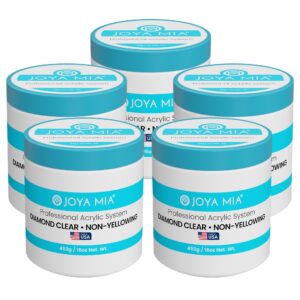 Joya Mia Acrylic Powder for Nails> MMA-Free> Super Adhesion Professional Powder for Flawless & Long-Lasting Nail Enhancements> Easy Application> Vibrant & Stunning Colors – Diamond Clear> 5 lbs
