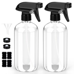 Bontip Glass Spray Bottle, Glass Spray Bottle Set & Accessories for Non-toxic Window Cleaners Aromatherapy Facial Hydration Watering Flowers Hair Care (2 Pack/8 oz) (Transparent)