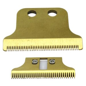 NGHTMRE Professional Adjustable T Wide Replacement Blades Set #2215 Including 1 Carbon Steel Fixed Blade and 1 Ceramic Moving Cutter Blade Compatible for Detailer 8081 Hair Trimmers(Double Gold Blade)