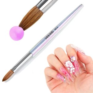 SAVILAND Kolinsky Acrylic Nail Brush: Size 8 Professional Nails Art Brushes for Powder Application Kolinsky Acrylic Brush for Nails Extension for Women Home Salon Use Aurora Handle