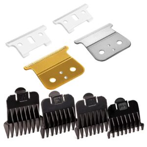 Carbon Steel blade with Ceramic balde for andis gtx, andis gtx replacement blade with adjustable Accessries. (2T + Gold/Sliver Blade + 4-comb Set)