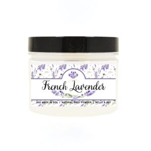 French Lavender Scented Body Powder for Men & Women, Perfume Dusting Powder, Bath Powder with Fragrance & Essential Oils, Talc Free 8oz Container, Made in USA