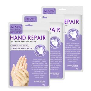 ELAIMEI Hand Mask 3 pack> Spa Hand Moisturizing Mask Gentle Soothe> Skin Repair for Dry> rough or Cracked Hands> Nourishes and renew your skin> Hand Treatment Infused Collagen for Women&Men