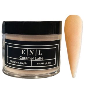 ENL Acrylic Nail Powder: Caramel Latte: Acrylic Powder Polymer for Acrylic Nail Extensions> DIY Nail Art> No Bubbles and Long-Lasting> Chip Resistant> Nude Brown> 2oz Jar> Off Brown> Caramel Brown> Light Brown Professional or Beginner Acrylic Powder…