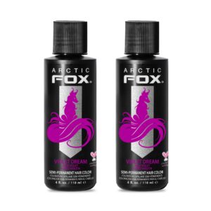 ARCTIC FOX Vegan and Cruelty-Free Semi-Permanent Hair Color Dye -VIOLET DREAM 4 Fl Oz (Pack of 2)