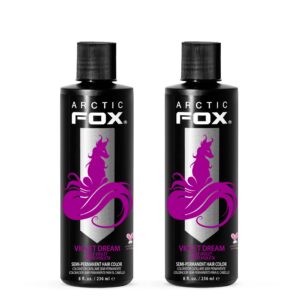 ARCTIC FOX Vegan and Cruelty-Free Semi-Permanent Hair Color Dye -VIOLET DREAM 8 Fl Oz (Pack of 2)