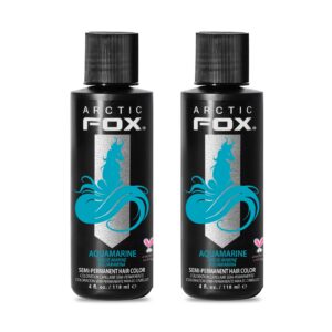 ARCTIC FOX Vegan and Cruelty-Free Semi-Permanent Hair Color Dye – AQUAMARINE 4 Fl Oz (Pack of 2)