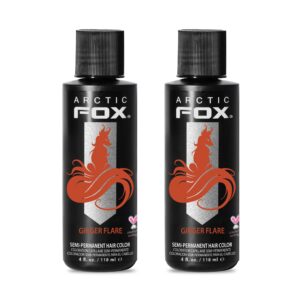 ARCTIC FOX Vegan and Cruelty-Free Semi-Permanent Hair Color Dye – GINGER FLARE 4 Fl Oz (Pack of 2)