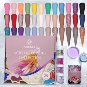Firekey Professional Acrylic Nail Powder – 36 Vibrant Colors – Ultimate Nail Art Design Kit for Manicure & Pedicure> Long-Lasting> Easy to Use> Non-Toxic – Enhance Your Nail Beauty