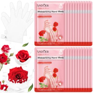Swiffen 24 Pcs Moisturizing Rose Hand Mask Gloves for Cracked Hands Peel Skin Moisturizer for Spa Soft and Smooth Touch Hands Men Women Thanksgiving Gift