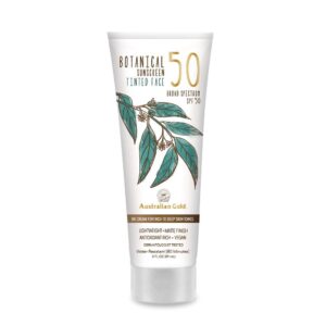 Australian Gold Botanical SPF 50 Tinted Sunscreen for Face, Non-Chemical BB Cream & Mineral Sunscreen,Water-Resistant,Matte Finish,For Sensitive Facial Skin,Rich to Deep Skin Tones, 3 FL Oz, Rich-Deep