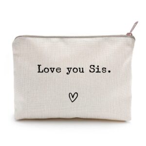 Love You Sister, Sister Gift, Missing You, Send Love, Makeup Case, Toiletry Bag, Gift for Friend, Makeup Bag for Best Friends (Love you Sis.)